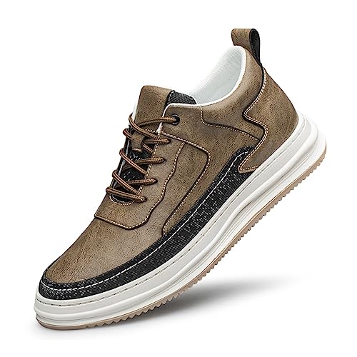 TUMAHE Herren Aufzug Schuhe, Slip Auf Unsichtbare Höhe Erhöhung Trainer Für Männer Mode Atmungsaktive Leder Erhöhte Schuhe,6cm(2.36inchs) Brown,41 EU von TUMAHE