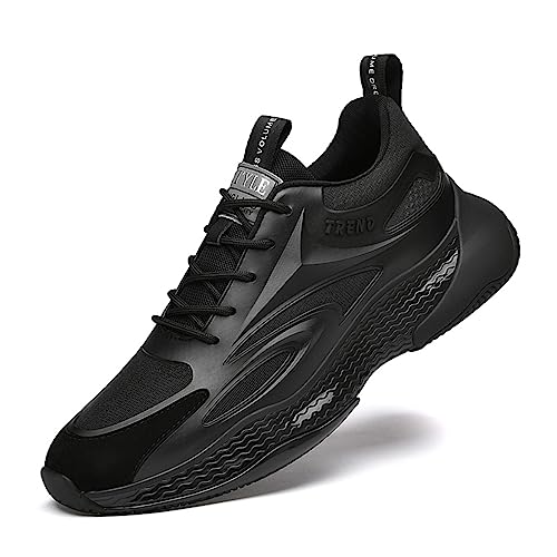 TUMAHE Herren Aufzug Schuhe Casual Unsichtbare Höhe Zunehmende Walking Schuhe rutschfeste Atmungsaktive Versteckte Ferse Turnschuhe,6cm Black,37 EU von TUMAHE
