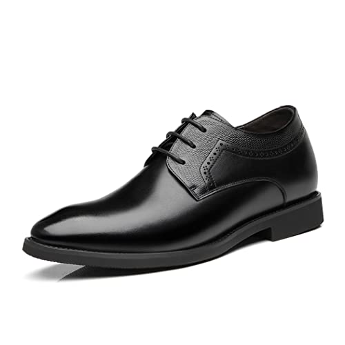 TUMAHE Herren Aufzug Schuhe Unsichtbare Höhe Erhöhen Leder Brogues Schnüren Versteckte Ferse 6Cm / 2,36 Zoll Höhere Freizeitschuhe,6cm Black,43 EU von TUMAHE