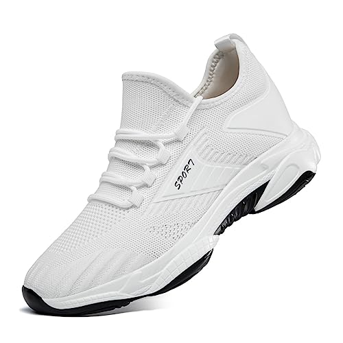 TUMAHE Herren Aufzug Turnschuhe, Leichte Casual Aufzug Schuhe Mode Versteckte Lifting Heel Gym Trainer für Männer,Weiß,39 EU von TUMAHE