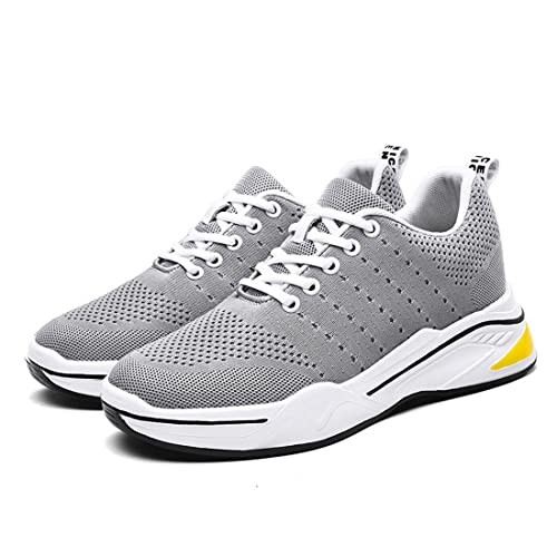 TUMAHE Herren Aufzugsschuhe, Leicht Unsichtbar Höhe erhöhen Sportliche Turnschuhe Atmungsaktives flaches Mesh Versteckte Ferse Höhere Turnschuhe,8cm Grey,40 EU von TUMAHE