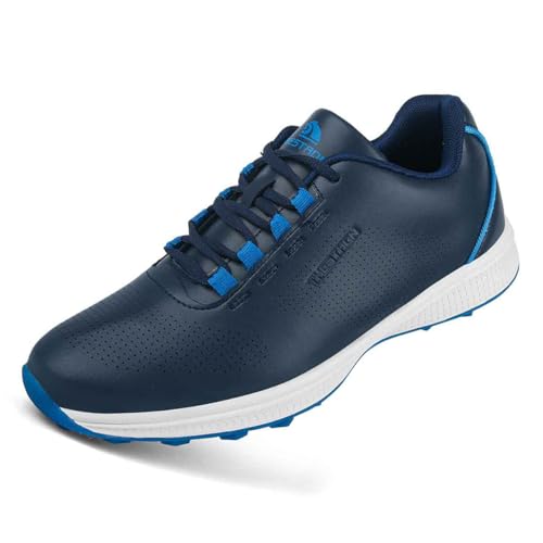 TUMAHE Herren Breite Golfschuhe rutschfest Bequeme Mode Golfschuhe Atmungsaktive Golfer Sport Athletic Turnschuhe,Blau,45 EU von TUMAHE