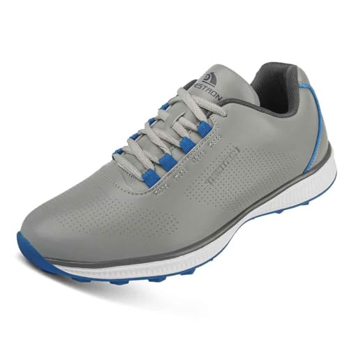 TUMAHE Herren Breite Golfschuhe rutschfest Bequeme Mode Golfschuhe Atmungsaktive Golfer Sport Athletic Turnschuhe,Grau,43 EU von TUMAHE