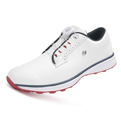 TUMAHE Herren Golf Training Schuhe Bequeme Spikeless Golf Schuhe Männliche große Größe Walking Sneakers für Golfer,Weiß,39 EU von TUMAHE