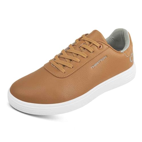 TUMAHE Herren Golfer Schuhe Mode Spikless Walking Tennis Turnschuhe Leichte Casual Schnürung Golf Sportschuhe,Braun,39 EU von TUMAHE