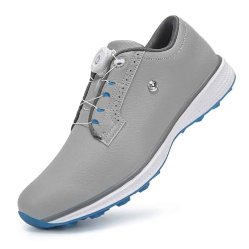 TUMAHE Herren Golfschuhe Wasserabweisend Spikeless Golf Sport Training Sneakers rutschfest für männliches Freizeitgolfen ﻿,Grau,42 EU von TUMAHE