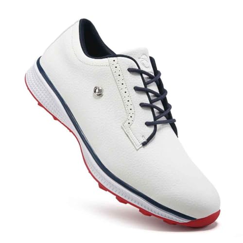 TUMAHE Herren Golfschuhe Wasserabweisend Spikeless Golf Sport Training Sneakers rutschfest für männliches Freizeitgolfen ﻿,Rot,44 EU von TUMAHE