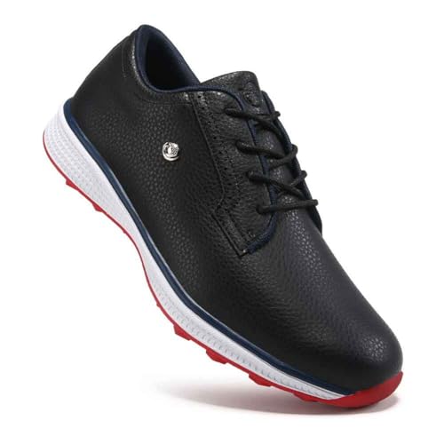 TUMAHE Herren Golfschuhe Wasserabweisend Spikeless Golf Sport Training Sneakers rutschfest für männliches Freizeitgolfen ﻿,Schwarz,42 EU von TUMAHE