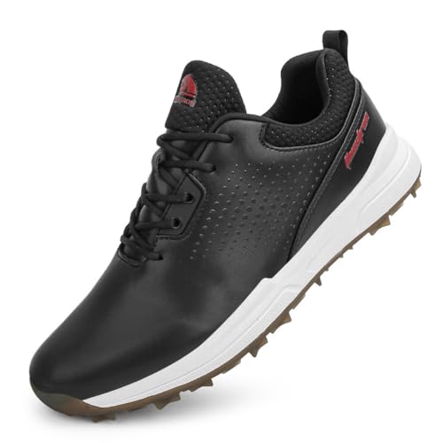 TUMAHE Herren Golfschuhe Wasserdicht Leichte rutschfeste Golfer Wanderschuhe Mode Flexible Golf Sport Turnschuhe Für Männer,Schwarz,44 EU von TUMAHE