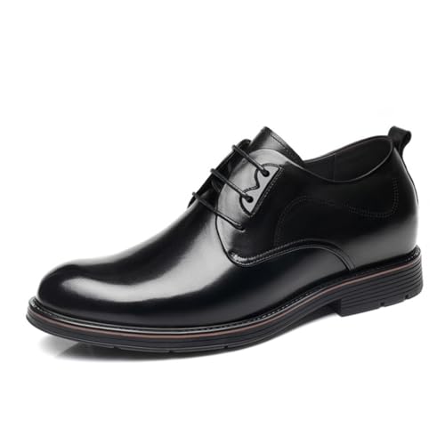 TUMAHE Herren Leder Oxford Kleid Schuhe Lace-Up Nvisible Höhe Erhöhung Aufzug Formale Schuhe 2.36' Taller Mode Büro Schuhe Für Männer,Schwarz,42 EU von TUMAHE