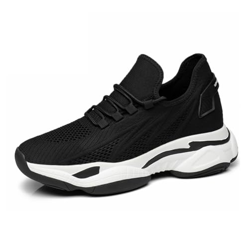 TUMAHE Herren Mesh Aufzug Wanderschuhe Komfort Athletic Gym Workout Sportschuhe rutschfeste Mode Höhere Turnschuhe,2.35inchs(6cms) Black,38 EU von TUMAHE