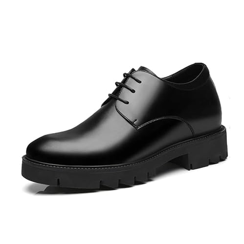 TUMAHE Herren Unsichtbare Höhe Erhöhung Aufzug Formale Schuhe Lace-Up Mode Oxfords Uniform Kleid Schuhe Leder Höhe Erhöhte Schuhe,8cm Black a,43 EU von TUMAHE