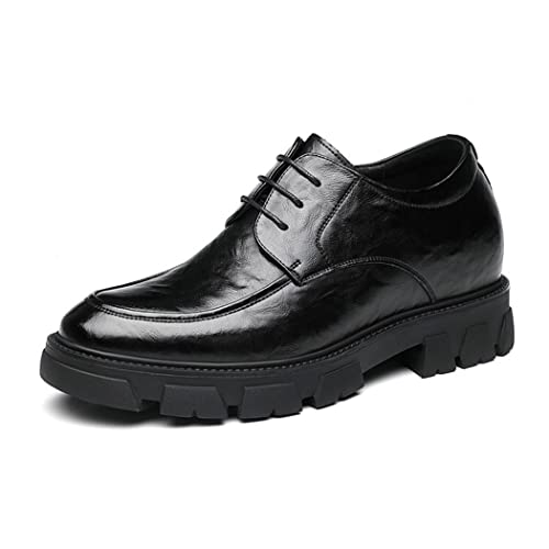 TUMAHE Herren Unsichtbare Höhe Erhöhung Aufzug Formale Schuhe Lace-Up Mode Oxfords Uniform Kleid Schuhe Leder Höhe Erhöhte Schuhe,8cm Black b,41 EU von TUMAHE