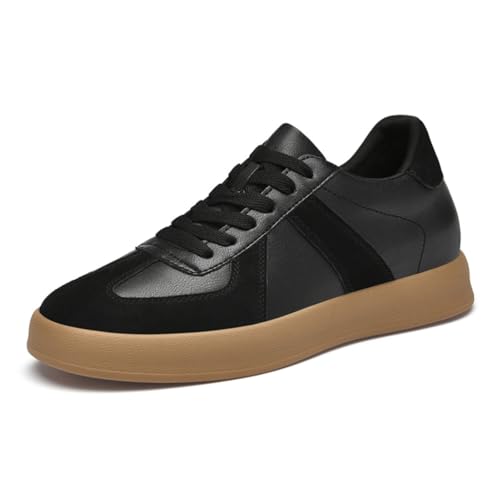 TUMAHE Herren Unsichtbare Höhe Erhöhung Freizeitschuhe Bequeme Mode Business Schuhe Low-Top Höhe Boost Walking Sneakers,2.35inchs(6cms) Black,39 EU von TUMAHE