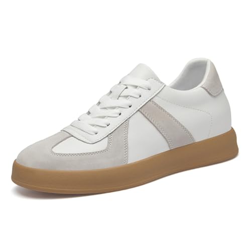 TUMAHE Herren Unsichtbare Höhe Erhöhung Freizeitschuhe Bequeme Mode Business Schuhe Low-Top Höhe Boost Walking Sneakers,2.35inchs(6cms) Grey,40 EU von TUMAHE