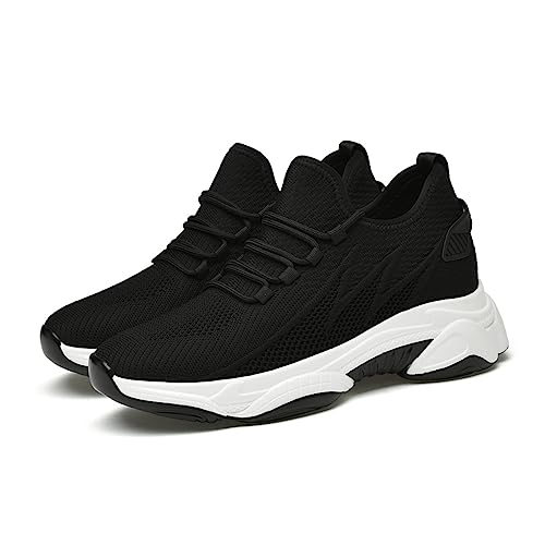 TUMAHE Herren Unsichtbare Höhe Erhöhung Schuhe Atmungsaktive Höhe Heben Aufzug Schuhe Versteckte Ferse Mode Turnschuhe - 3,14 Zoll Größer,8cm Black,36 EU von TUMAHE