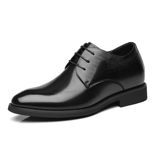 TUMAHE Herren Unsichtbare Höhe Erhöhung Schuhe Leder Lace-Up Oxfords Versteckte Ferse Höhere Schuhe für Business Office Formal,8cm Black,42 EU von TUMAHE