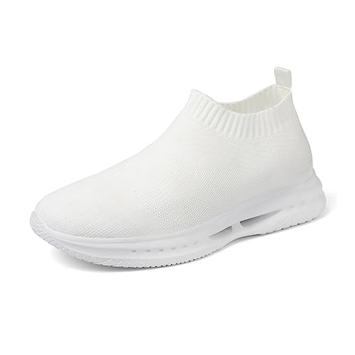 TUMAHE Herren Unsichtbare Höhe Erhöhung Trainer Leichte Sportschuhe Casual Aufzug Sportschuhe Mode Heben Walking Schuhe,8cm White,42 EU von TUMAHE