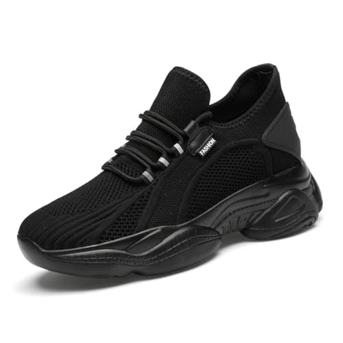 TUMAHE Herren Unsichtbare Höhenerhöhung Aufzug Wanderschuhe rutschfeste Leichte Workout Gym Turnschuhe Atmungsaktives Mesh Mode Sportschuhe,2.35inchs(6cms) Black,38 EU von TUMAHE