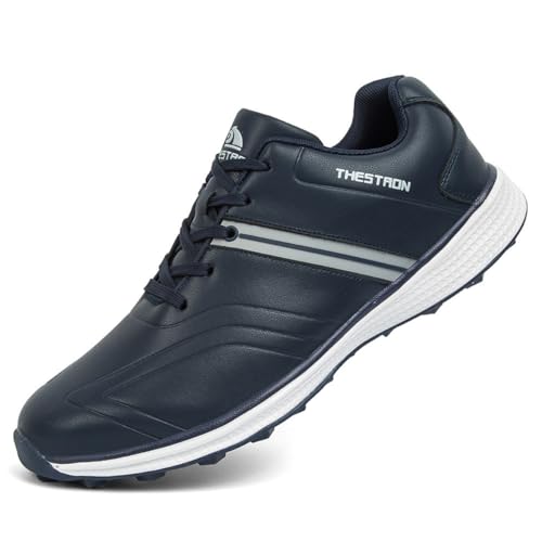 TUMAHE Herren wasserdichte Golfschuhe Spikless Gym Turnschuhe Mode Wanderschuhe Outdoor Golfschuhe,Blau,41 EU von TUMAHE