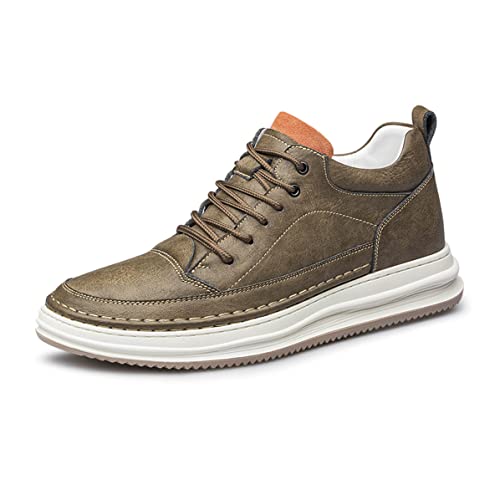 TUMAHE High Top Aufzug Schuhe Für Männer rutschfeste Unsichtbare Höhe Zunehmende Freizeitschuhe Leder Mode Walking Business Sneaker,3.14inchs Brown,40 EU von TUMAHE
