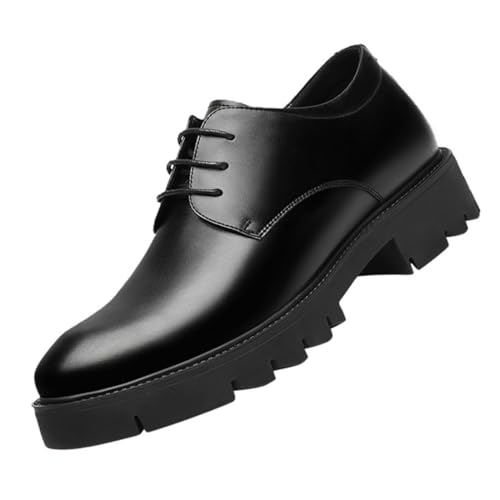 TUMAHE Männer Aufzug Turnschuhe Lace Up Oxford Formal Kleid Schuhe Höhe Erhöhung Schuhe Versteckte Ferse Schuhe Für Männer, 10Cm/3.93Inchs,10cm Black,43 EU von TUMAHE