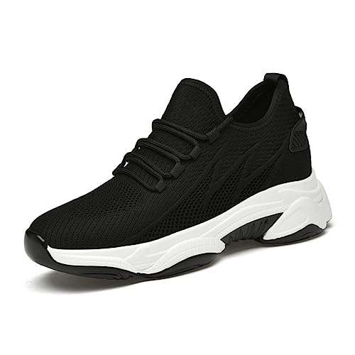 TUMAHE Männer Aufzug Turnschuhe Unsichtbare Höhe Zunehmende Sportschuhe Mode Höhere Aufzug Schuhe,6cm Black,43 EU von TUMAHE