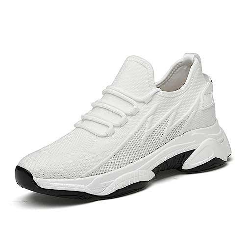 TUMAHE Männer Aufzug Turnschuhe Unsichtbare Höhe Zunehmende Sportschuhe Mode Höhere Aufzug Schuhe,8cm White,40 EU von TUMAHE