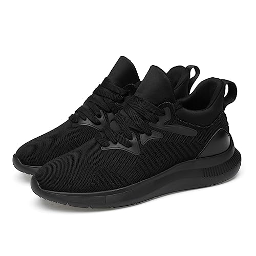 TUMAHE Männer Unsichtbare Höhe Zunehmende Aufzug Schuhe, Leichte Atmungsaktive Sportliche Turnschuhe rutschfeste 2,14 Zoll Höhere Walking Trainer,8cm Black,43 EU von TUMAHE