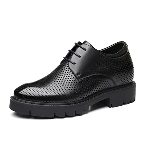TUMAHE Mens Aufzug Schuhe Mode Höhe Boost Oxfords Schuhe für Männer Leder Unsichtbare Höhe Erhöhung Hochzeit Schuhe,10cm Black mesh,40 EU von TUMAHE