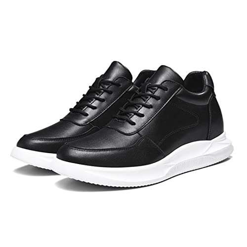 TUMAHE Mens Unsichtbare Höhe Erhöhung Schuhe Leder Aufzug Schuhe Versteckte Ferse Heben Walking Schuhe, 3,15 Taller,8cm Black,38 EU von TUMAHE
