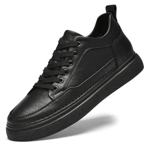 TUMAHE Mens Unsichtbare Höhe Zunehmende Aufzug Schuhe Casual 3,14 Zoll Höhere Business Schuhe Lace-Up Leder Walk Schuhe Für Männer,8cm(3.14inchs) Black,42 EU von TUMAHE