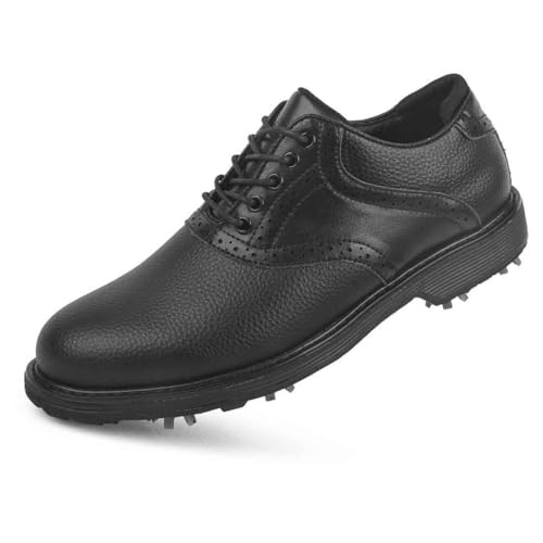 TUMAHE Professionelle Golfschuhe Mit 7 Spikes wasserdichte Golfsportschuhe Für Herren Leichte Wanderschuhe,Schwarz,44 EU von TUMAHE