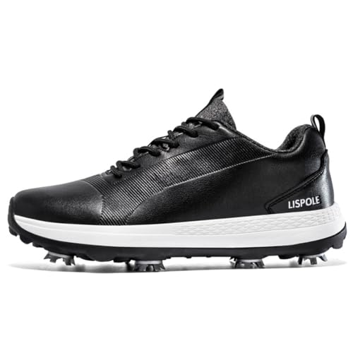 TUMAHE Spiked Golf Athletic Walking Schuhe Leichte Professionelle Komfortable Training Turnschuhe Wasserdicht,Schwarz,43 EU von TUMAHE