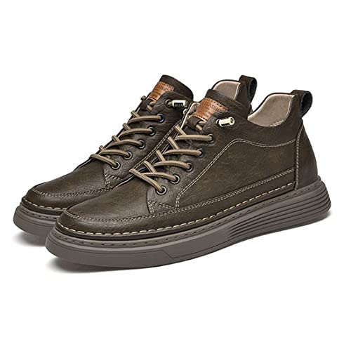 TUMAHE Unsichtbare Höhe Erhöhen Aufzug Schuhe Für Männer, Komfort Casual Mode Kleid Leder Höhe Erhöhen Walking Verbesserung Schuhe,6cm Brown,44 von TUMAHE