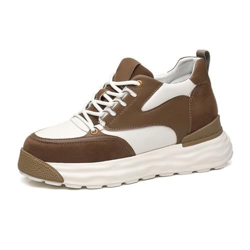 TUMAHE Unsichtbare Höhe Zunehmende Business Schuhe für Männer, rutschfeste Leichte Versteckte Ferse Walking Schuhe 3,14 Zoll Größere Trainer,3.14inchs(8cms) Brown,43 EU von TUMAHE