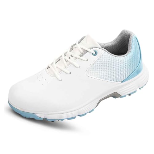 TUMAHE rutschfeste wasserdichte Golfschuhe Mit Spikes Für Frauen Komfortable Wide Fit Golfer Wanderschuhe,Blau,42 EU von TUMAHE