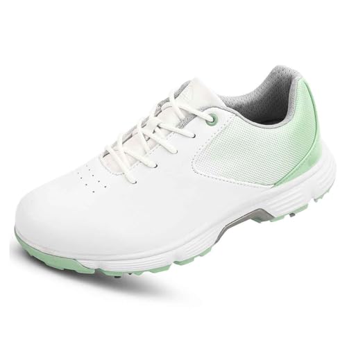 TUMAHE rutschfeste wasserdichte Golfschuhe Mit Spikes Für Frauen Komfortable Wide Fit Golfer Wanderschuhe,Grün,39 EU von TUMAHE
