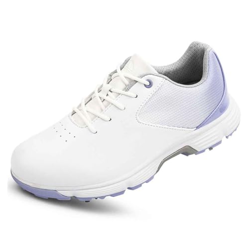 TUMAHE rutschfeste wasserdichte Golfschuhe Mit Spikes Für Frauen Komfortable Wide Fit Golfer Wanderschuhe,Lila,40 EU von TUMAHE