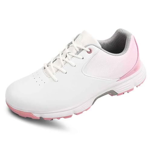 TUMAHE rutschfeste wasserdichte Golfschuhe Mit Spikes Für Frauen Komfortable Wide Fit Golfer Wanderschuhe,Rosa,40 EU von TUMAHE