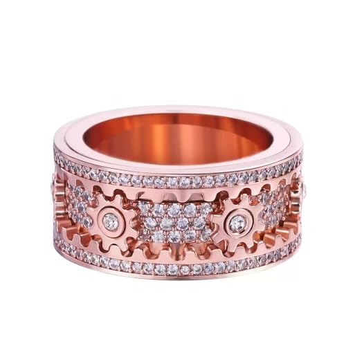 Anxiety Anti Stress Ring – Angst Spinner Ringe Fidget Band für Stress Angstlinderung für Damen Herren – Verlobungsringe für Männer und Frauen, Mechanischer Zahnrad-Drehring für Paare (Roségold, P=56) Anxiety Anti Stress Ring – Angst Spinner Ringe Fidget Band für Stress Angstlinderung für Damen Herren – Verlobungsringe für Männer und Frauen, Mechanischer Zahnrad-Drehring für Paare (Roségold, P=56) von TUMYBCC