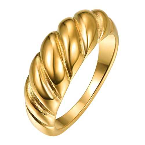 TUNGSTORY Goldener Drehringe Edelstahl Herren Goldener Ringe Versprechen Ring für Paare Size 57(18.1) von TUNGSTORY