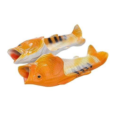 TUOJINRUIDA Fisch Schlappen Unisex Lustig Fisch Badelatschen für Herren or Damen Funny Fisch Hausschuhe Latschen für Strandhaus Dusche entspannte Stunden am Pool, Spaziergänge im Freien 38-39 von TUOJINRUIDA