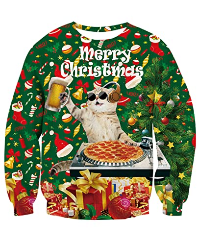 Hässliche Weihnachtspullover Jumpers Herren Männer 3D Lustige Weihnachtshund Gedruckt Xmas Pullover Sweatshirt Casual Langarm Ugly Christmas Sweater S von TUONROAD