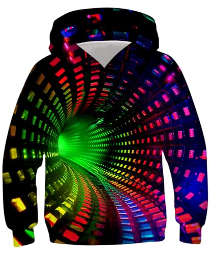 TUONROAD 3D Druck Hoodie Kapuzenpullover Kinder Jungen Mädchen Pulli Coole Bunt Muster Hooded Pullover Sweatshirt Lässige Party Outwear Tops (L=11-13 Jahre) von TUONROAD