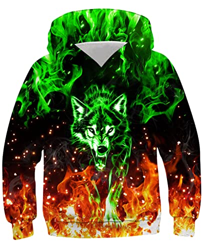 TUONROAD 3D Wolf Hoodie Kinder Jungen Mädchen Lustig Kapuzenpullover Langarm Sweatshirt Pullover 6-14 Jahre = S von TUONROAD