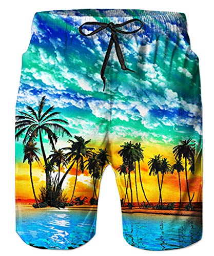 TUONROAD Badeshorts für Männer 3D Print Hawaii Badehose Herren Boardshorts mit Kordelzug XL von TUONROAD