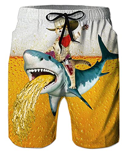 TUONROAD Badehose Herren Lustige 3D Bier Badehose für Herren Jungen Schnelltrocknend Freizeit Shorts Bademode Badeshorts M von TUONROAD