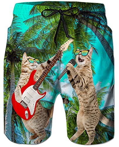 TUONROAD Badehose Herren Lustige 3D Katze Badehose für Herren Jungen Schnelltrocknend Freizeit Shorts Bademode Badeshorts M von TUONROAD