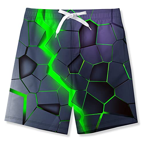 TUONROAD Badehose Jungen 3D Blitz Lava Schnell Trocknend Badeshorts mit Netzfutter Sommer Strand Kurze Hose Schwimmhose Kinder 7-8 Jahre von TUONROAD